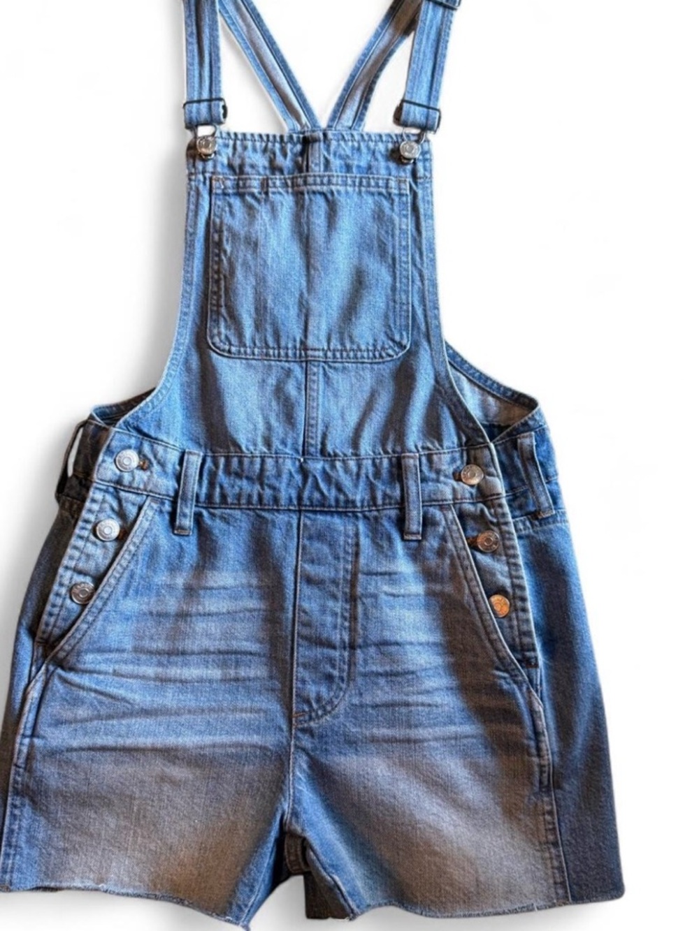 MADEWELL Denim Short Overalls - Light Blue